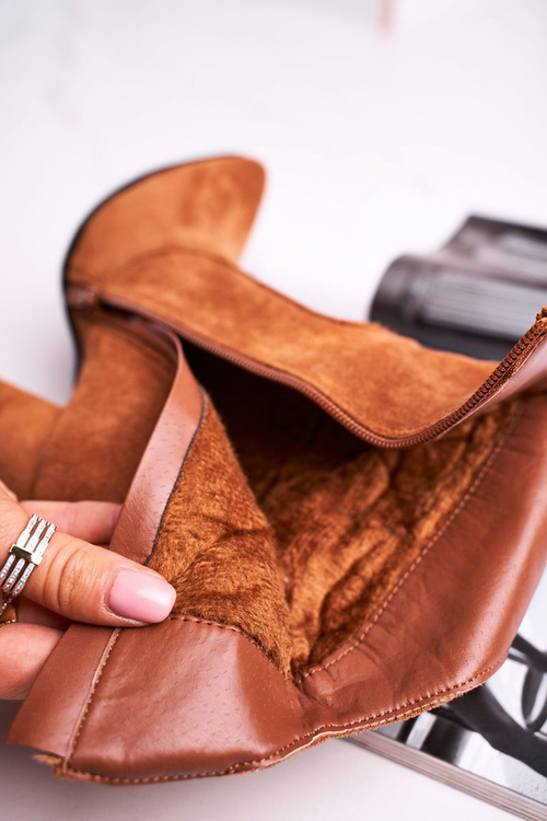 Жіночі черевики на високому каблуці з еко-замші Camel Ecstasy