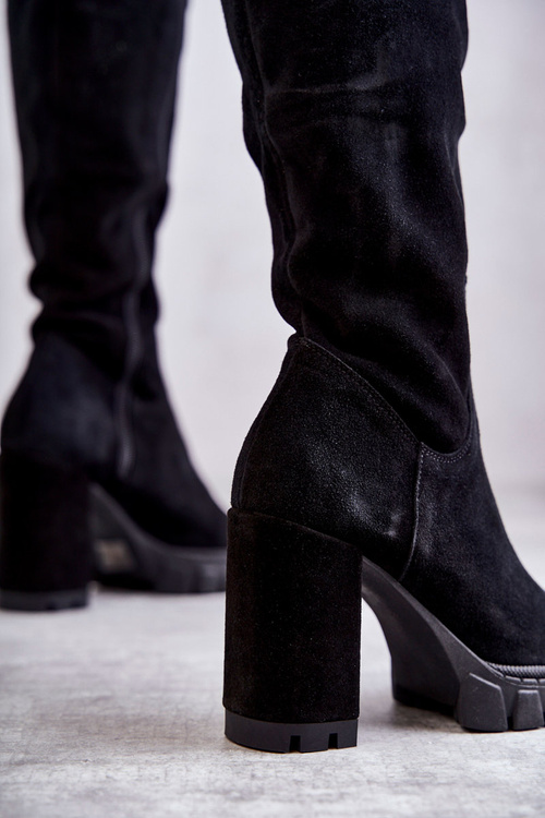 Модні замшеві чоботи Estrela чорного кольору