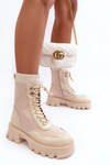 Жіночі шкіряні масивні чоботи бежеві Seloma