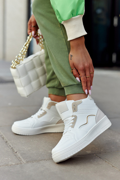 Високі жіночі кросівки біло-бежеві Megithoe