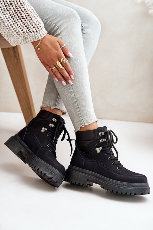 Жіночі чорні черевики Rabaria на шнурівці