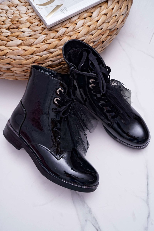 Жіночі лаковані чоботи чорні Barski 39-2