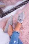 Lu Boo Grey Ballerina Pointed Lords Lace-ups Feliciano Suede