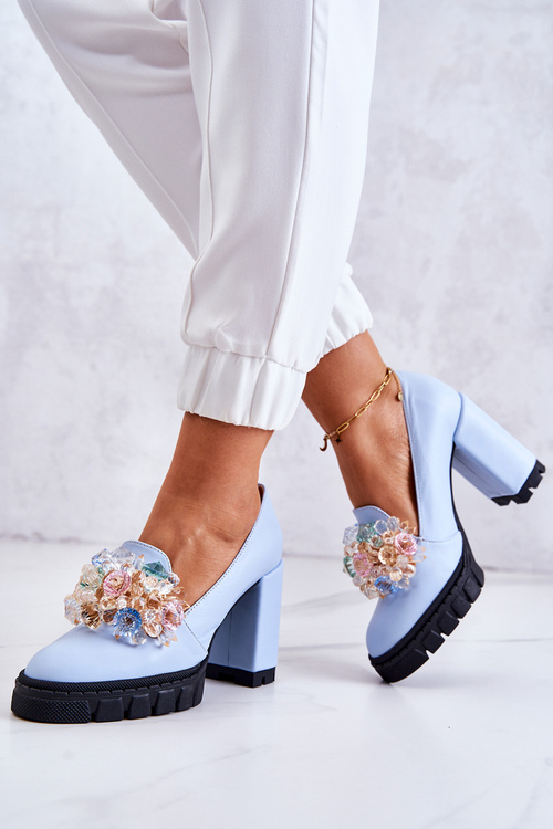 Елегантні човники з орнаментом. Гладка блакитна Катерина