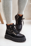 Жіночі утеплені ботильйони на платформі чорні Jelenia