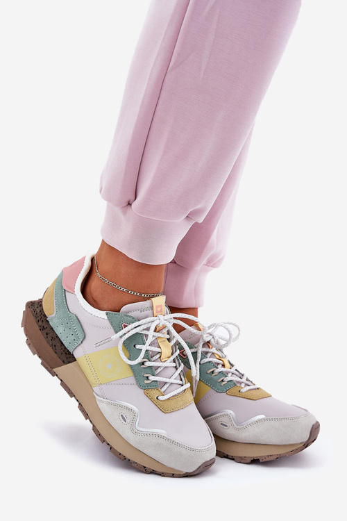 Жіночі Замшеві Кросівки Big Star RR274244 HI-POLY SYSTEM Сірі-Жовті