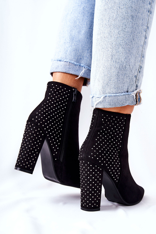 Замшеві чоботи з паєтками Чорні Sorienta