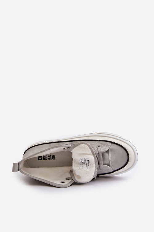 Утеплені жіночі кросівки на платформі з еко-шкіри Big Star OO274070 сірі
