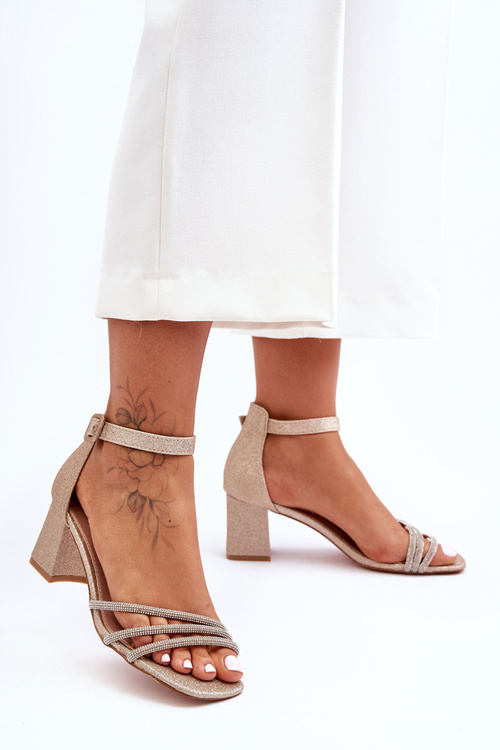 Блискучі босоніжки на підборах Gold Enenor