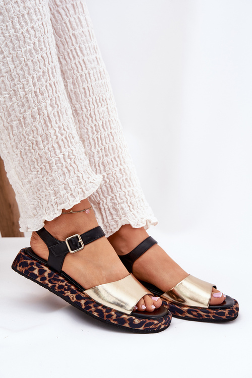 Шкіряні Елегантні Жіночі Сандалі S.Barski GR51-603 Золоті