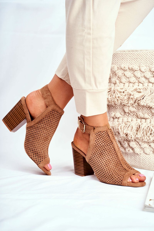 Жіночі чоботи з відкритим носком із замші Весняний верблюжий рай