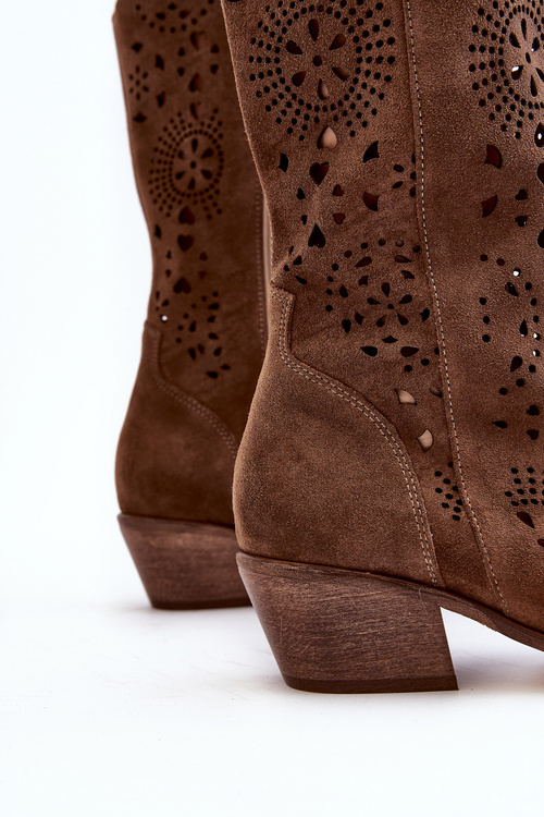 Zazoo 3396 Коричневі замшеві черевики з вирізом до середини гомілки