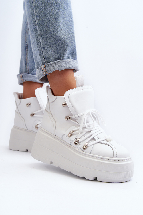 Біле шкіряне жіноче спортивне взуття Zazoo 3416