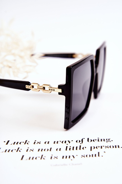 Великі квадратні сонцезахисні окуляри V130043 Чорно-золоті