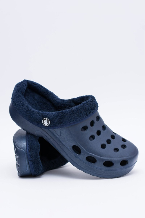 Жіночі шльопанці утеплені темно-сині Kroks EVA