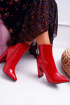 Жіночі гостроносі чоботи на шпильці лаковані червоні деменси