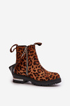 Утеплені жіночі ботильйони на блискавці Leopard Brown Calvaro