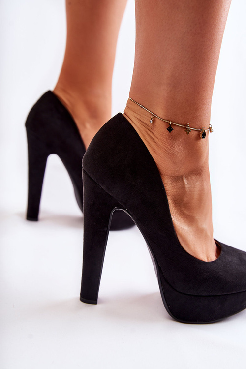 Чорні замшеві туфлі на високих підборах Santene