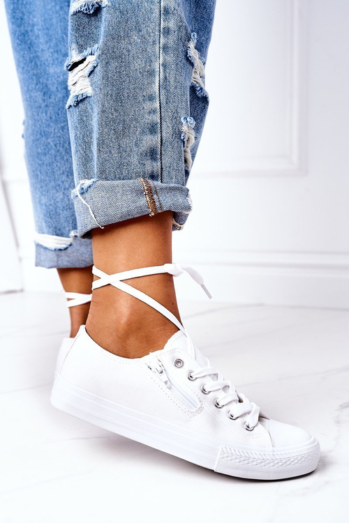 Жіночі кросівки на блискавці білі малані