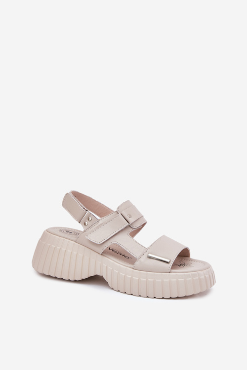 Шкіряні Жіночі Сандалі На Платформі Бежеві Мертелла