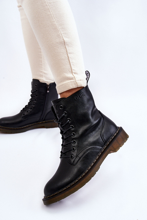 Жіночі шкіряні теплі черевики на слайдері GOE II2N4060 Чорні