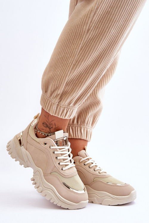 Бежеві класичні кросівки на платформі