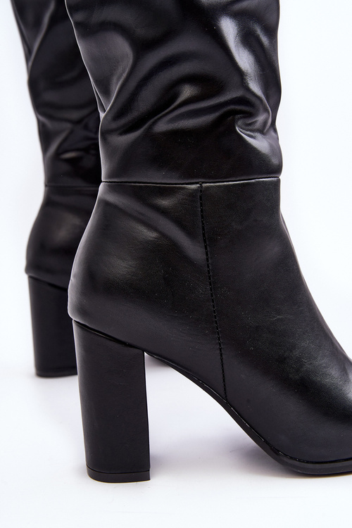 Жіночі чоботи на шпильці чорні Fiminna