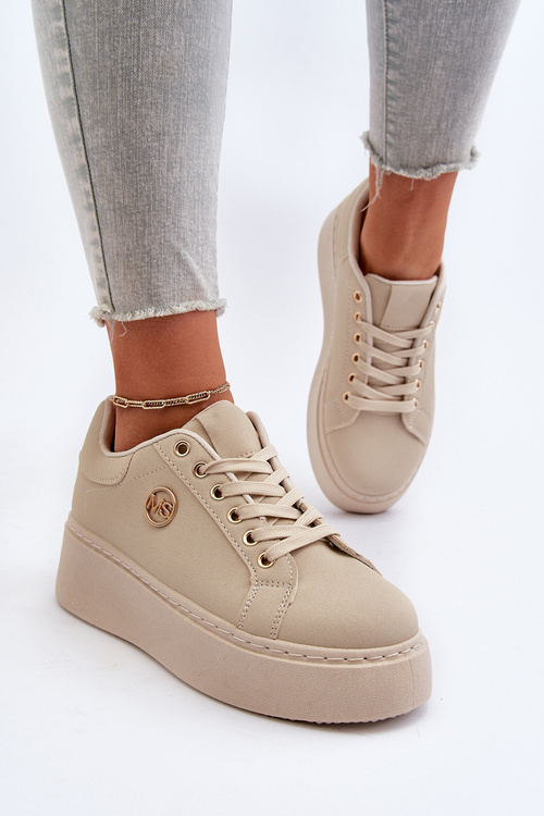 Жіночі кросівки на платформі бежевого кольору Eshen