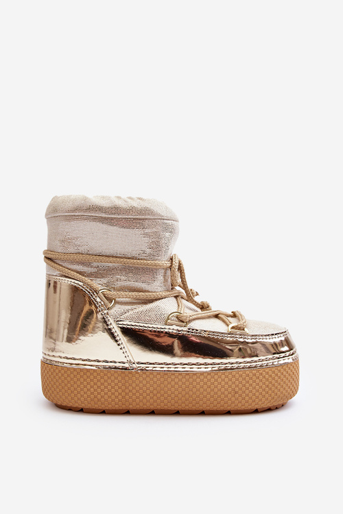 Жіночі зимові черевики із золотими шнурками Toolsa