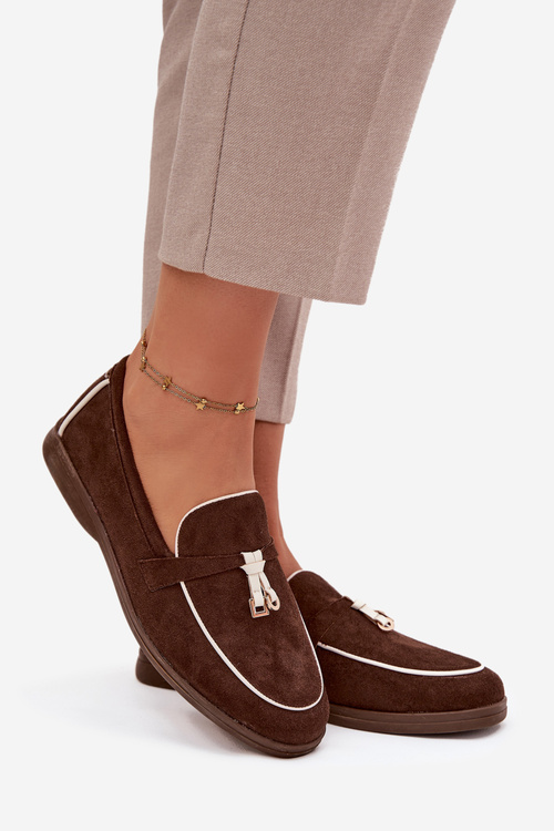 Мокасини Лофери Жіночі З Еко Замшу Шоколадні Darwen