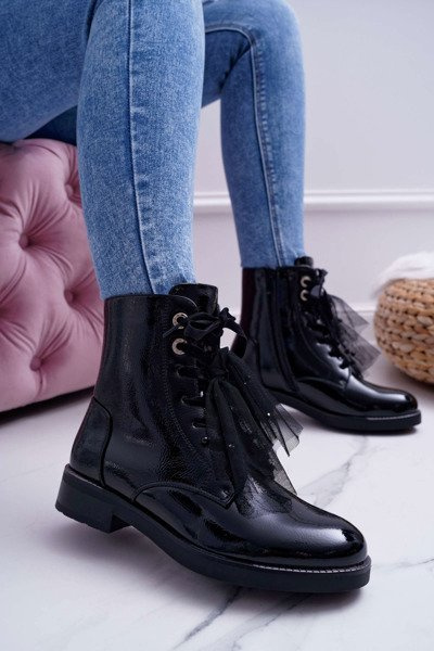 Жіночі лаковані чоботи чорні Barski 39-2