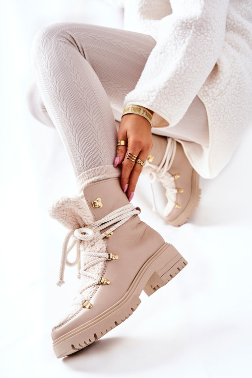 Шкіряні черевики Trapper Tied Lewski Light Beige 3116