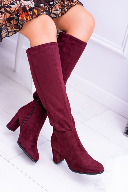 Бордові жіночі замшеві чоботи Sergio Leone KZ271