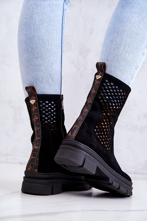 Чоботи шкіряні робочі Nicole Black 2711