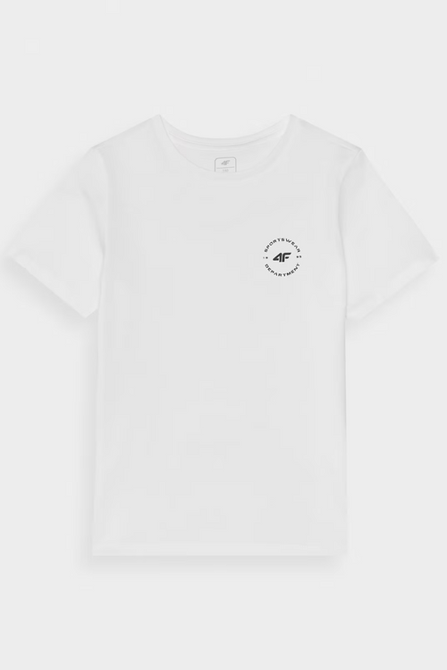 Гладка бавовняна футболка для хлопчиків Regular White 4FJWAW24TTSHM1859-10S