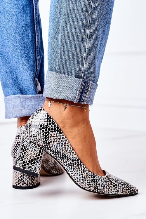 Шкіряні туфлі з тваринним візерунком Lewski Shoes 2801 Чорно-сині