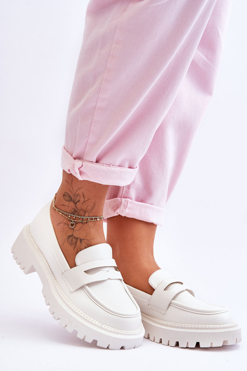 Шкіряні лофери на платформі, білі Riverside