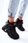 Жіночі утеплені зимові черевики Кросівки чорні Kaphia