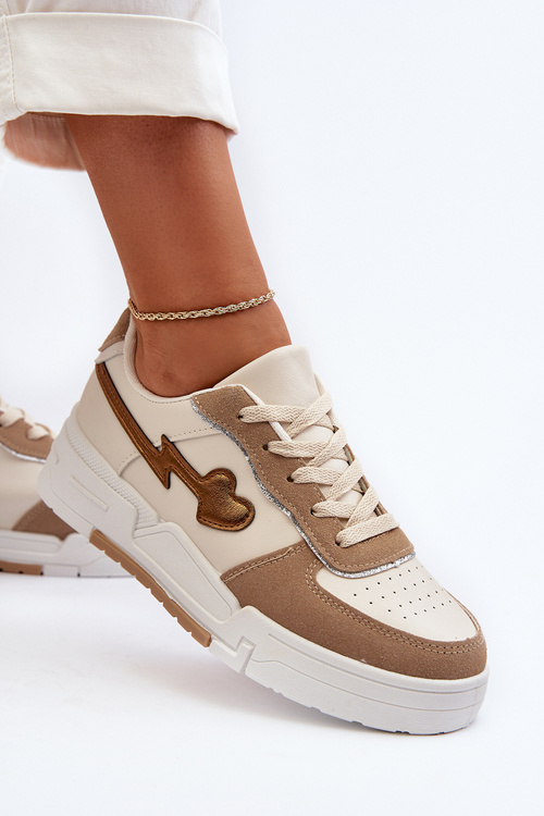 Жіночі кросівки на платформі бежевого кольору Zeparine