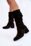 Жіночі плісировані замшеві чоботи чорні альфра