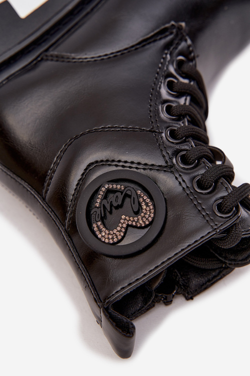 Дитячі черевики з хутряною підкладкою з прикрасою LOVE Чорні Rosaira