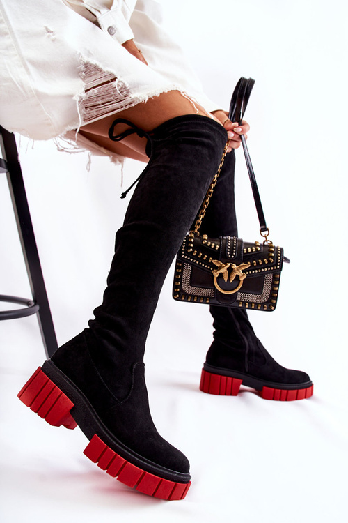 Жіночі замшеві черевики Workers чорно-червоні Cheera