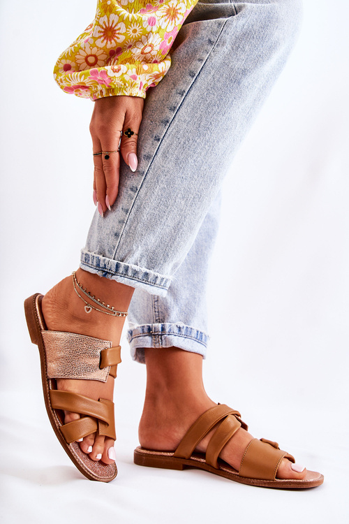 Зручні шкіряні жіночі тапочки Maciejka 05549-29 Коричневий