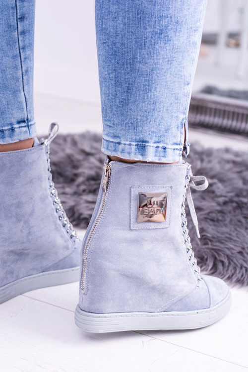Жіночі кросівки Lu Boo з ланцюжками замшеві блакитні Monica