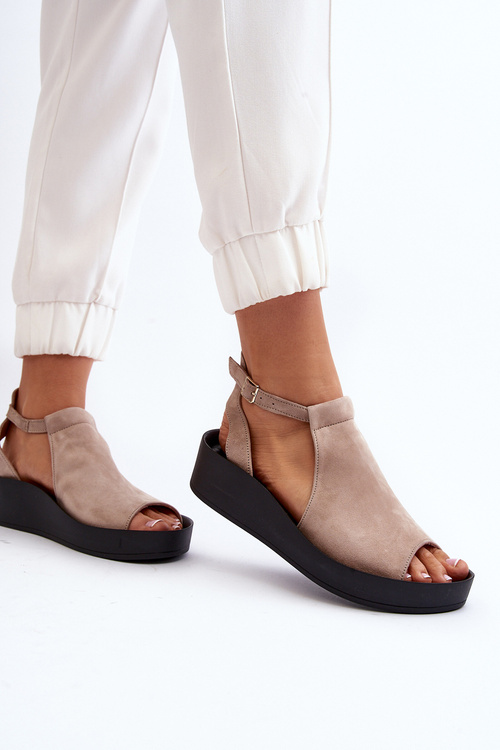 Жіночі замшеві босоніжки Zazoo 2914 бежеві