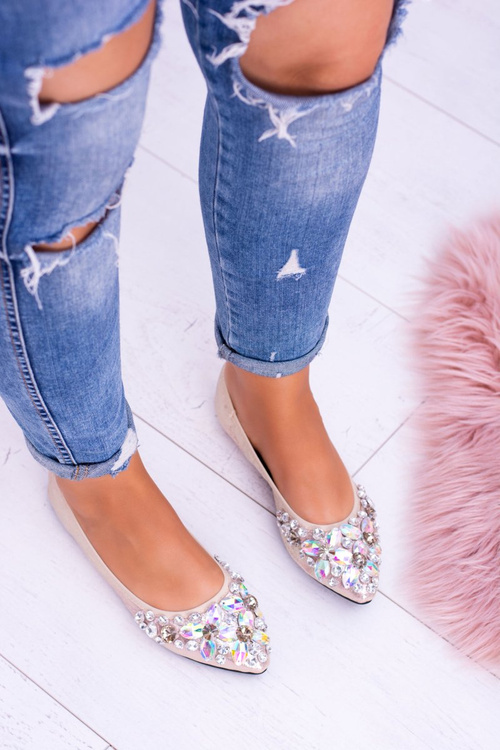 Золоті балерини Lu Boo на каменях Eraser Stones навіть