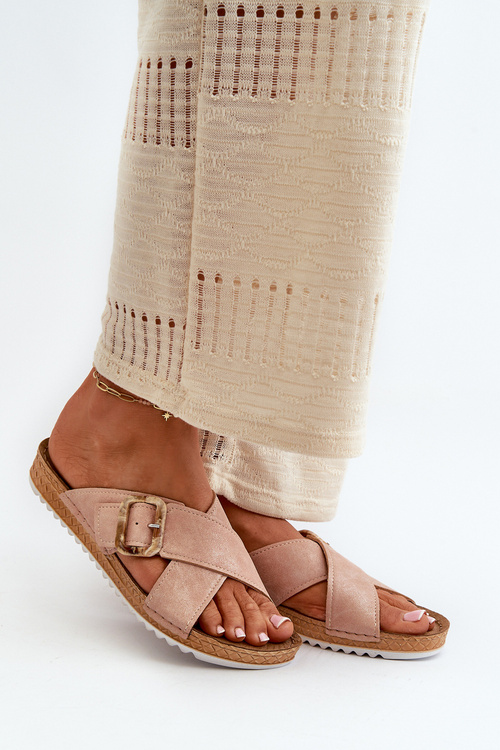 Зручні жіночі шльопанці з пряжкою Inblu VO000012 світло-рожевого кольору