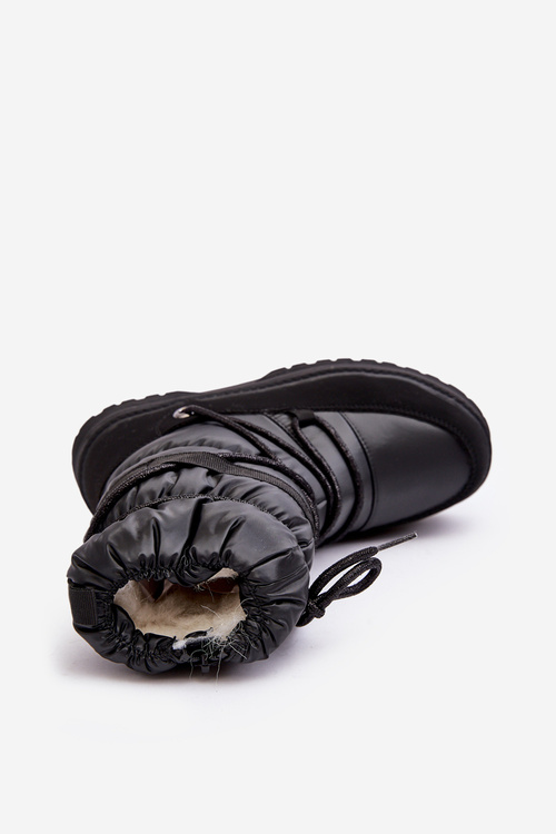 Дитячі водонепроникні утеплені зимові черевики з вовною чорного кольору Romaine