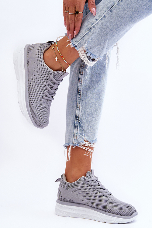 Жіноче спортивне взуття на шнурівці Lavarone сірого кольору