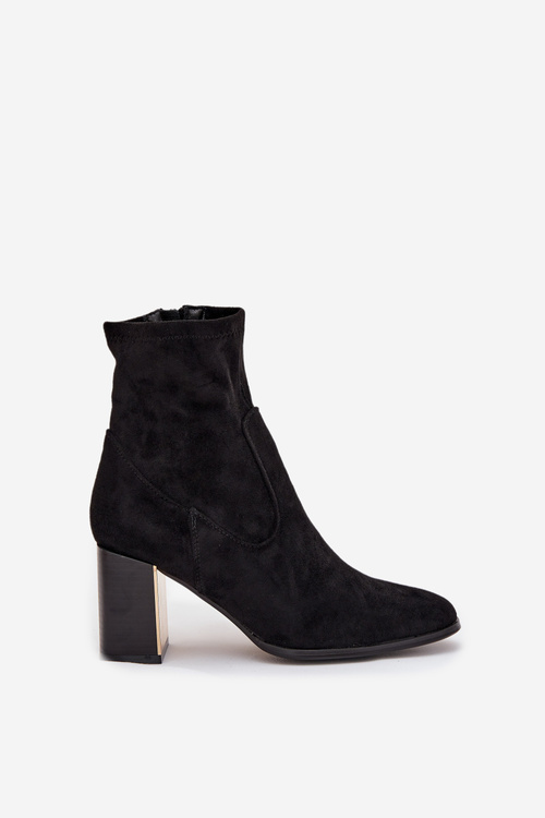 Жіночі чоботи на підборах з золотим елементом ізольовані чорні Amelisse